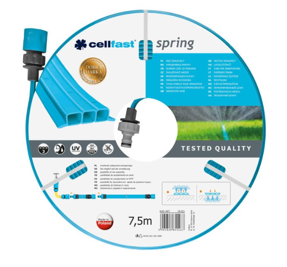 Шланг Cellfast SPRING перфорированный 1/2"" 7,5м. садовый 19-021N