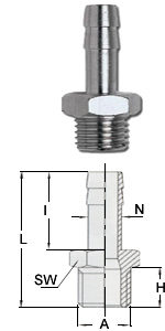 Переходник 1233/5, 370/6, М3/8" на елочку 8мм.