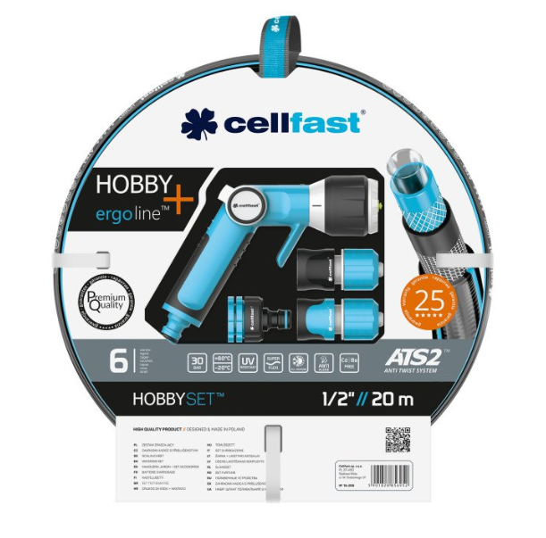 Шланг Cellfast HOBBY ATS 1/2" 20м. ERGO + набор поливочный 16-209